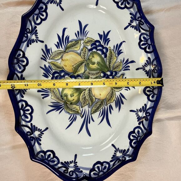 TUSCAN TABLE LARGE OVAL FRUIT FLORAL SERVING PLATTER TRAY- MADE IN ITALY - Picture 6 of 7